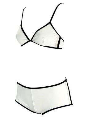 Vintage Gucci 2001 Tom Ford Striped Bikini Top (White/Black) - Small